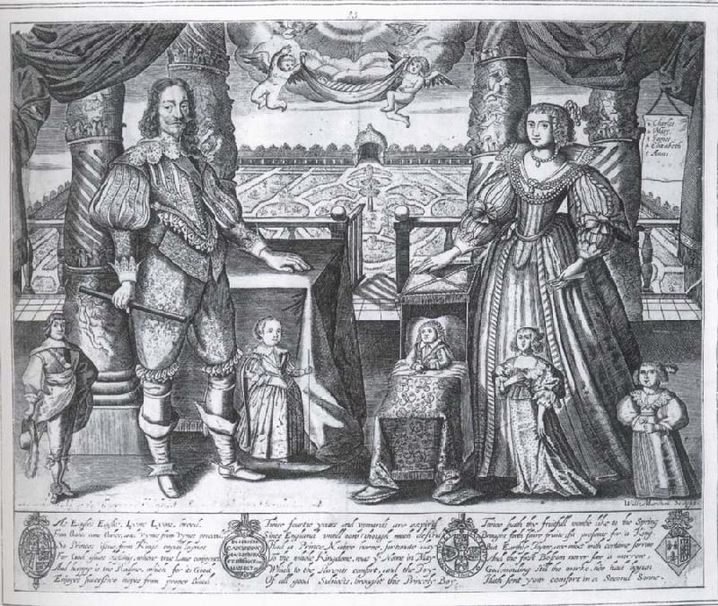 unknow artist Charles i and Henrietta Maria and their children oil painting image